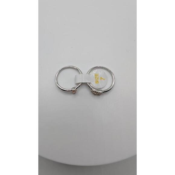 Swirling Stars Above Rhodium Plated Ring with Lemon Cubic Zirconia Size 7 - Picture 5 of 7